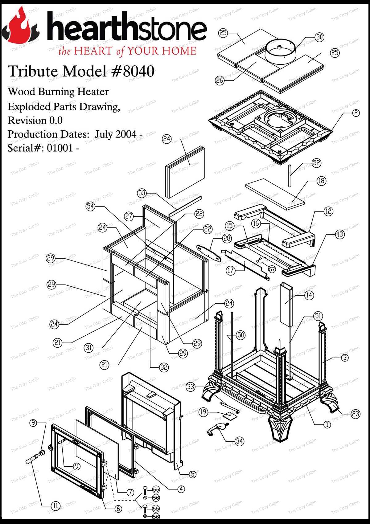 parts of a wood stove diagram