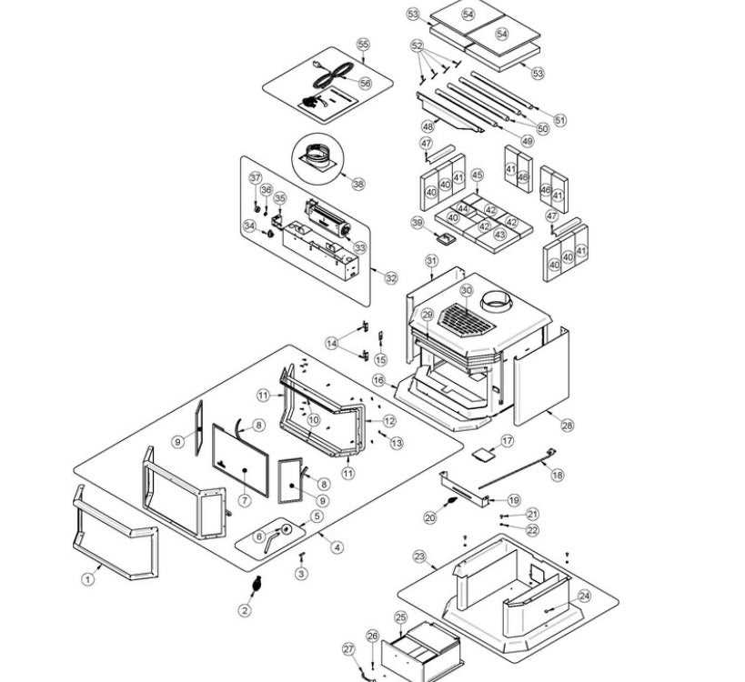 parts of a wood stove diagram