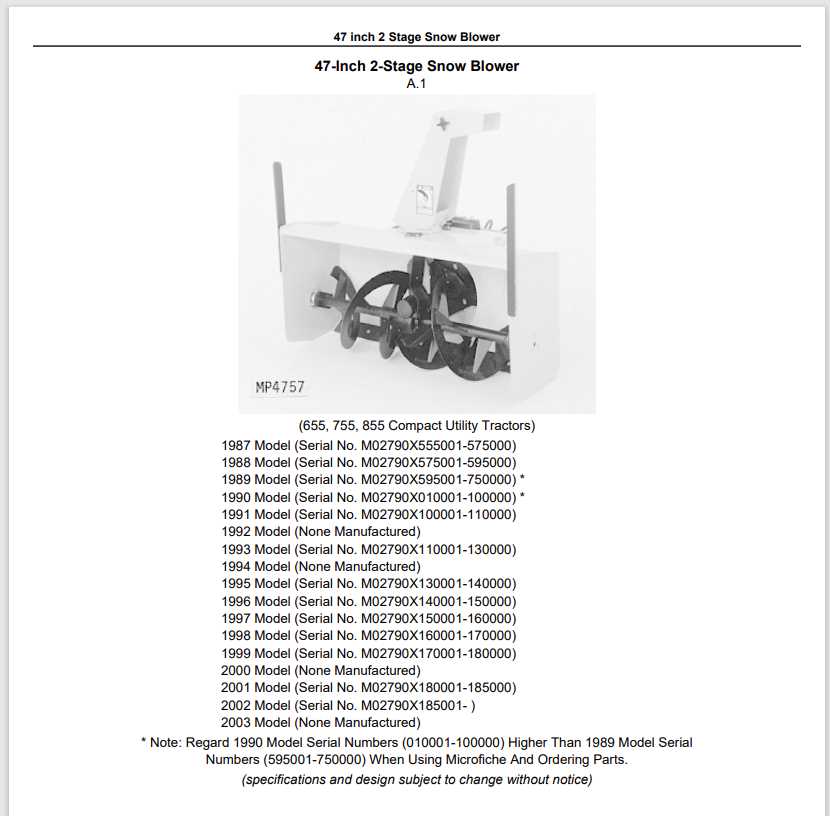 47 inch john deere 47 snowblower parts diagram