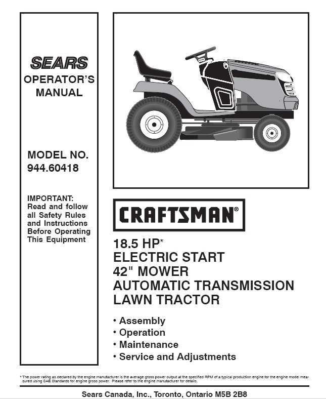 craftsman lawn tractor parts diagram