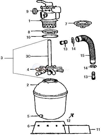 pool sand filter parts diagram