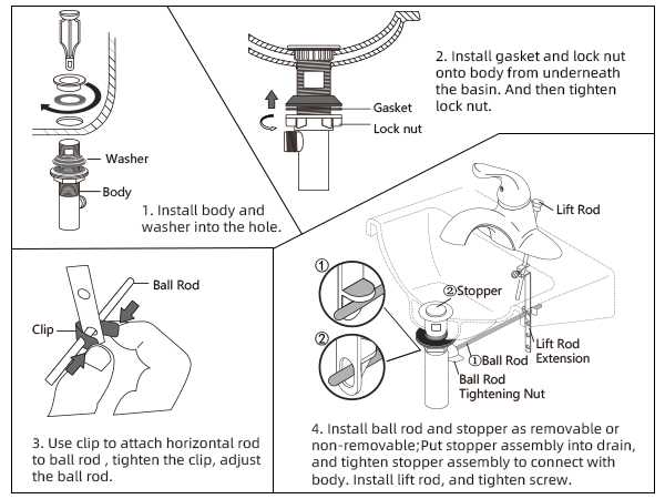 pop up drain parts diagram