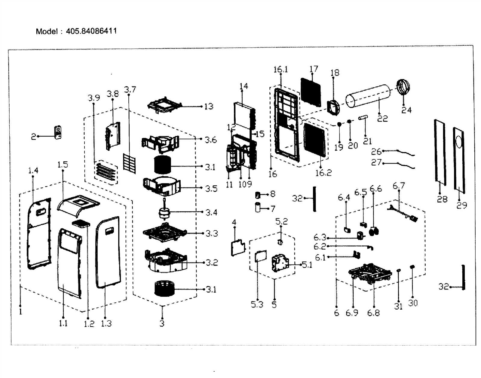 portable air conditioner parts diagram