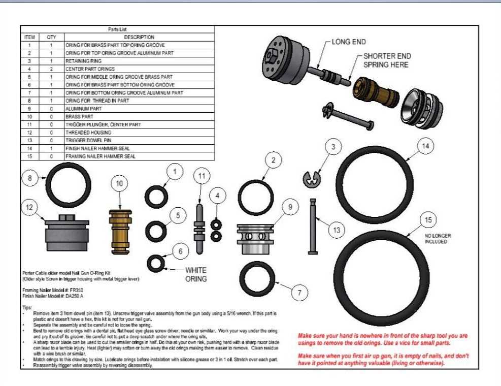 porter cable fn250b parts diagram