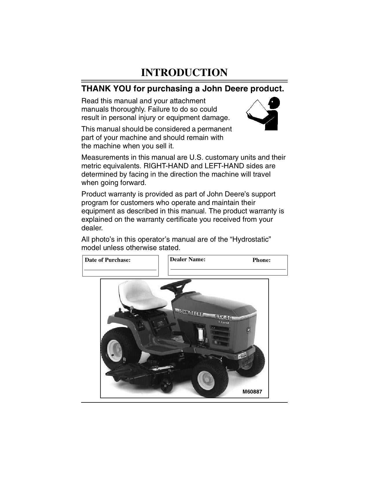 john deere stx46 parts diagram