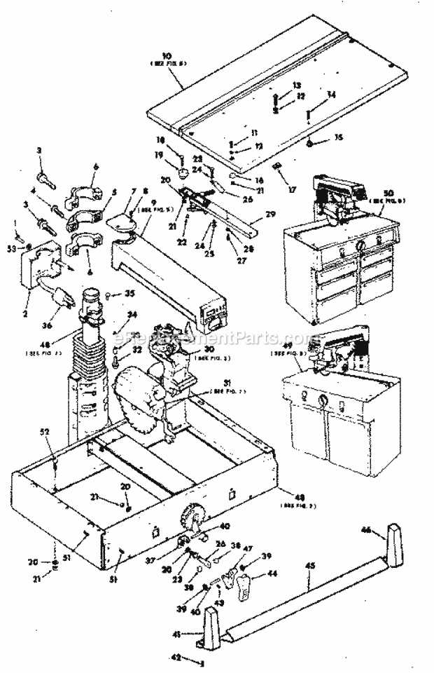 craftsman radial arm saw parts diagram