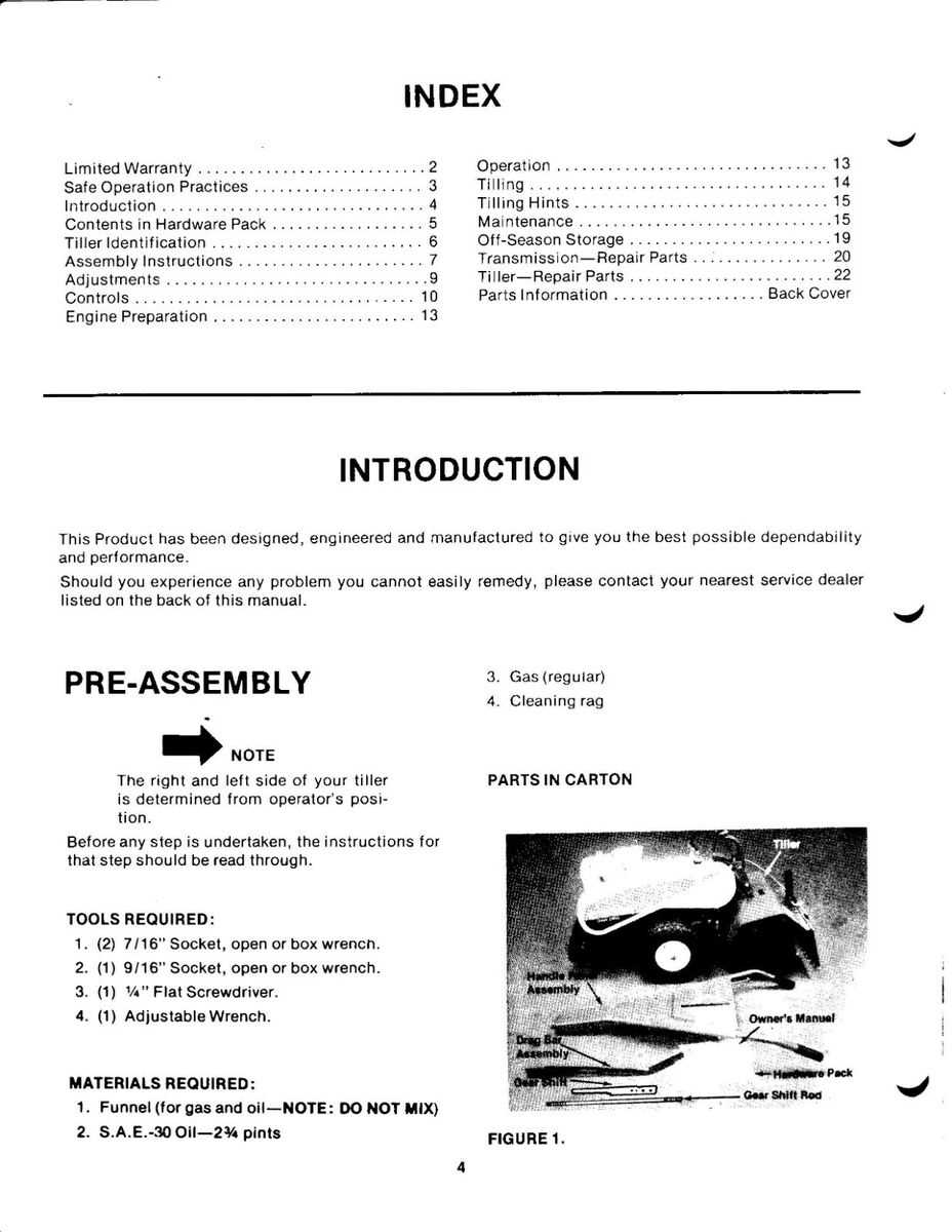 powermate tiller parts diagram