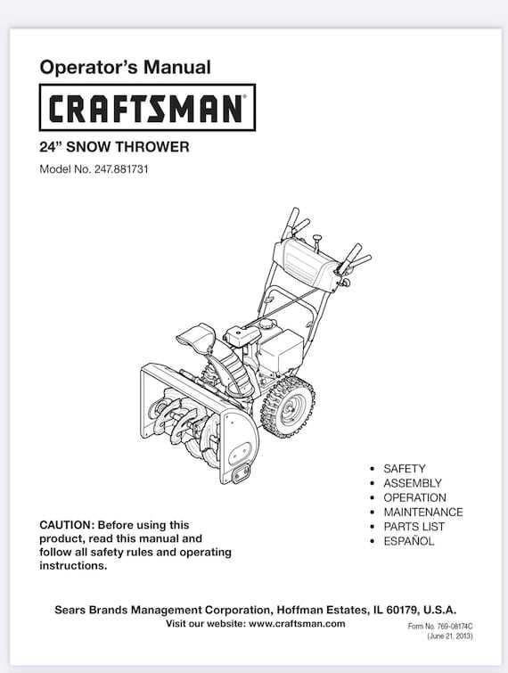 craftsman snow thrower parts diagram