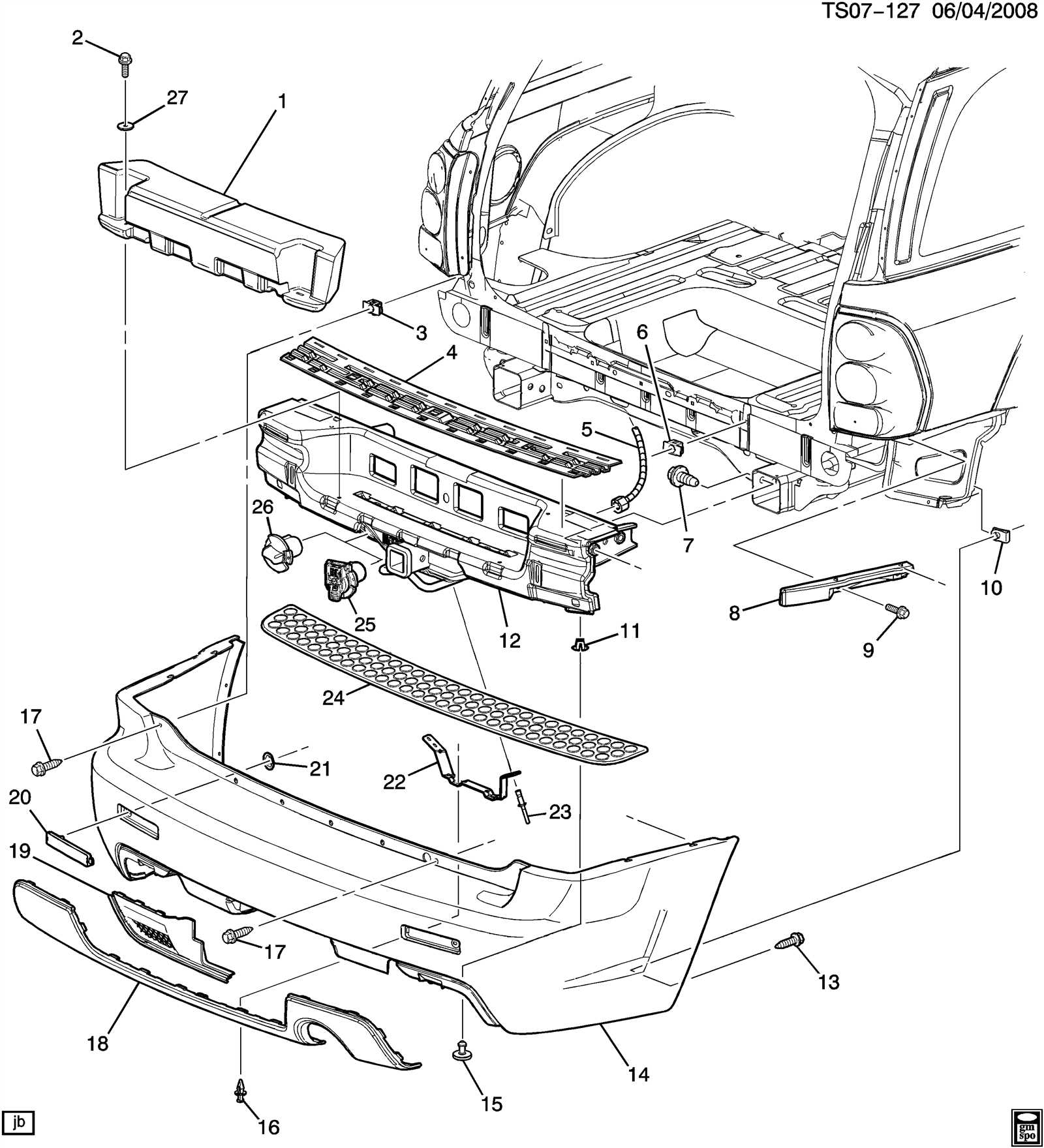 trailblazer tailgate parts diagram