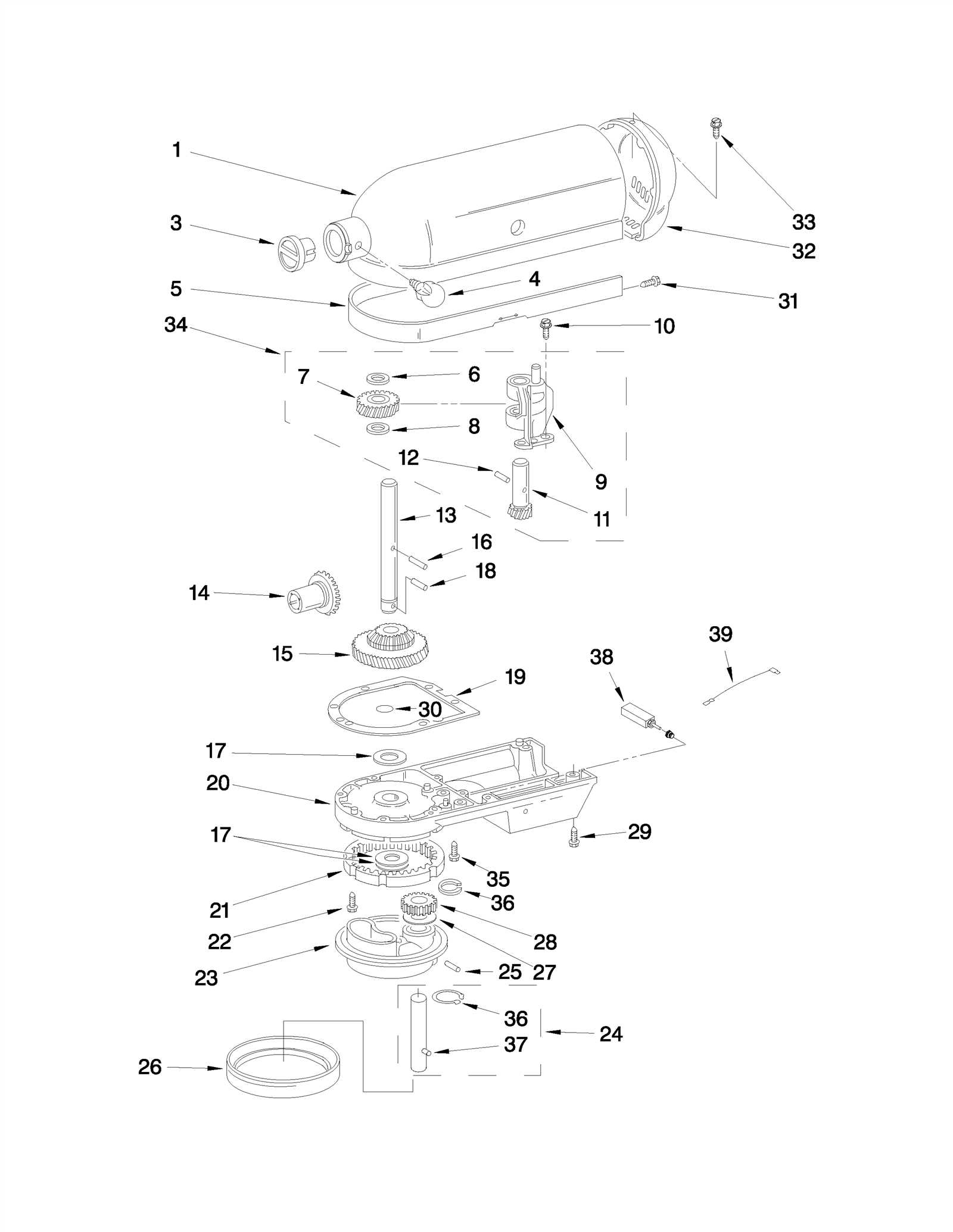 replacement kitchenaid mixer parts diagram