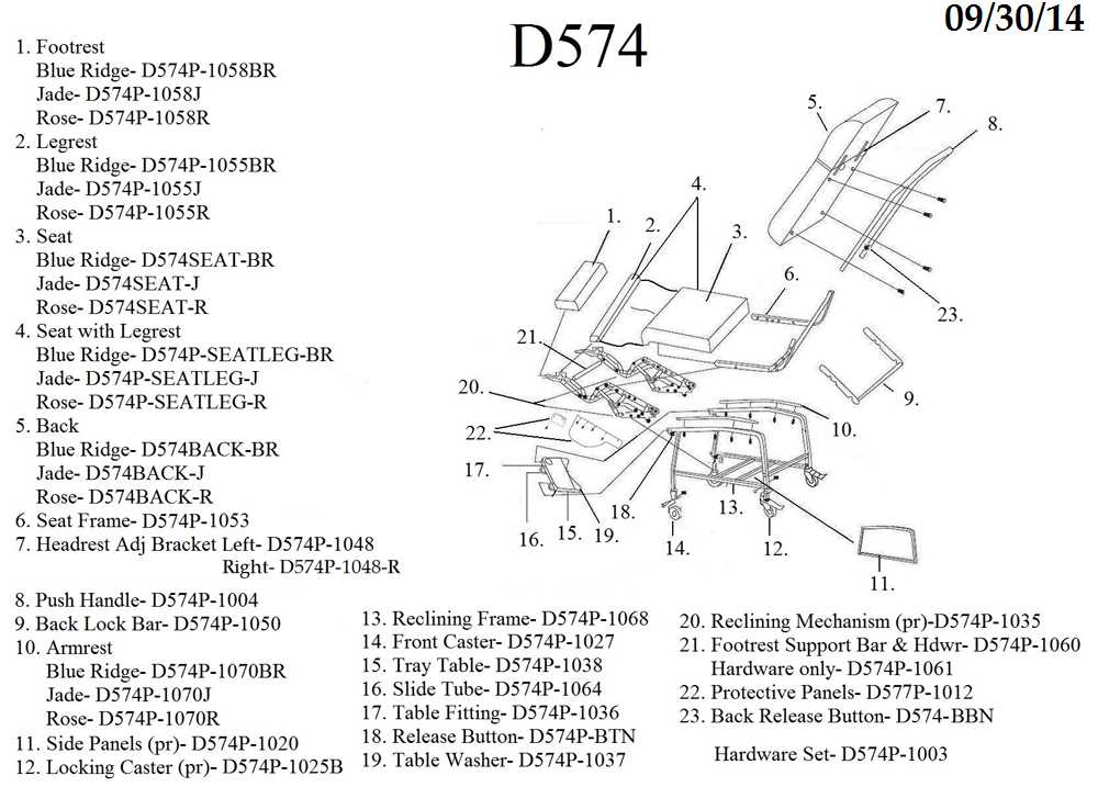 replacement recliner parts diagram