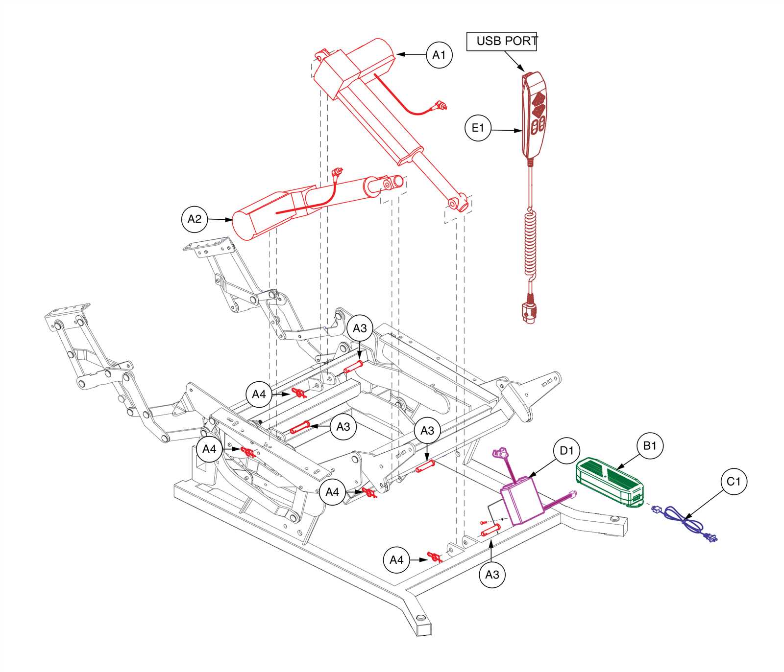 replacement recliner parts diagram