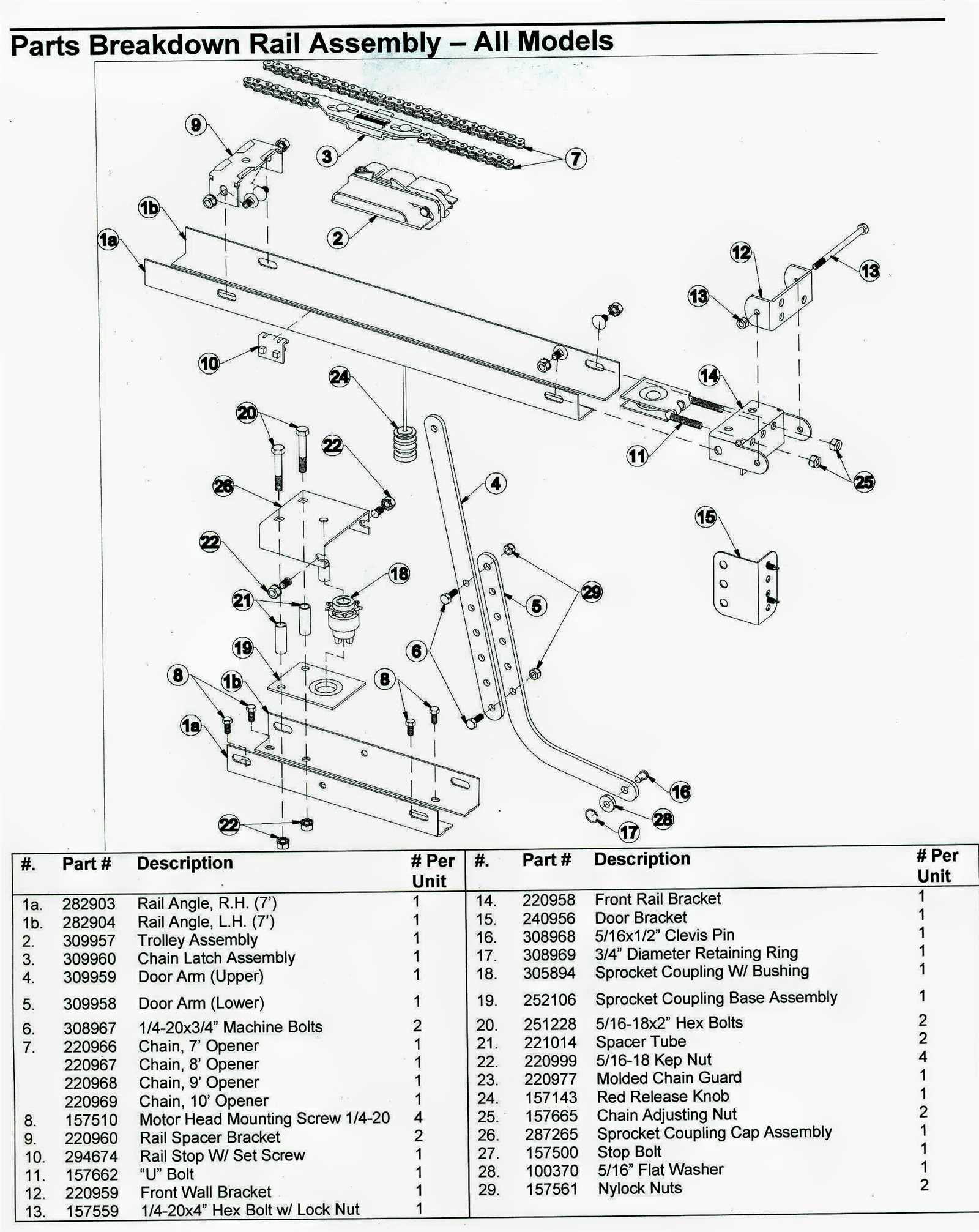 residential garage door parts diagram