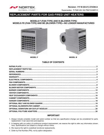 reznor heater parts diagram