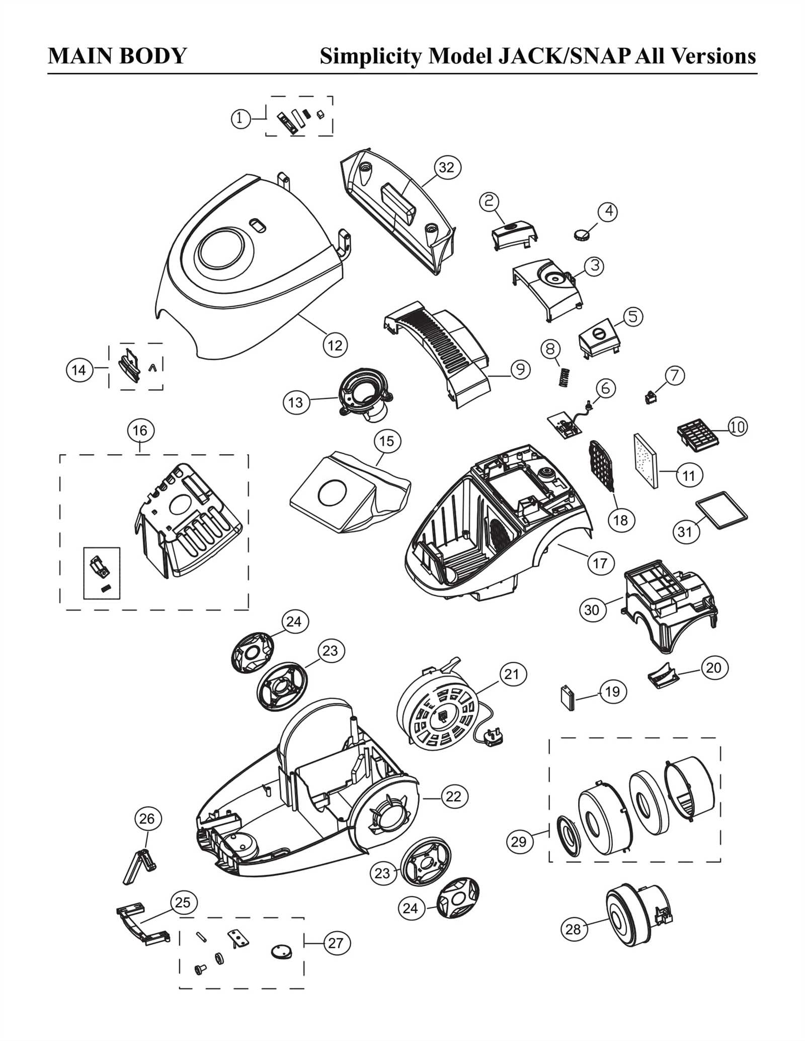 simplicity vacuum parts diagram