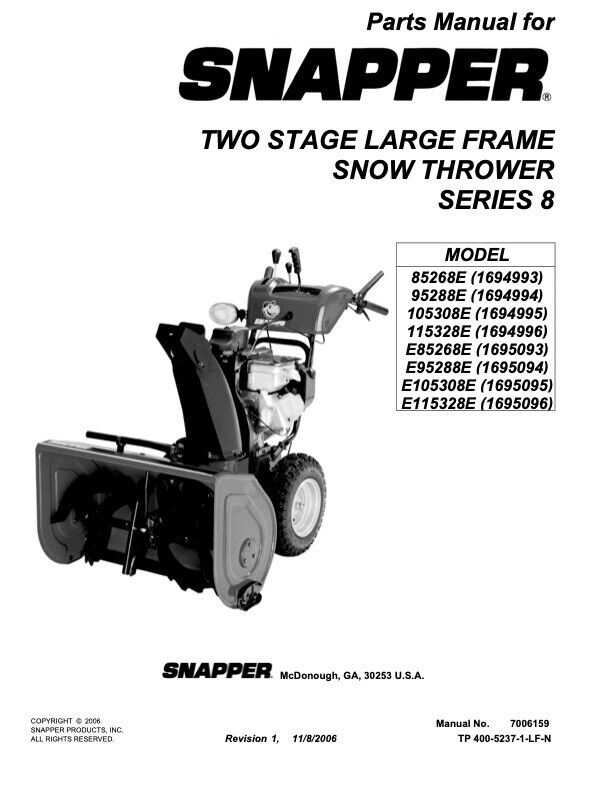 snapper snowblower parts diagram