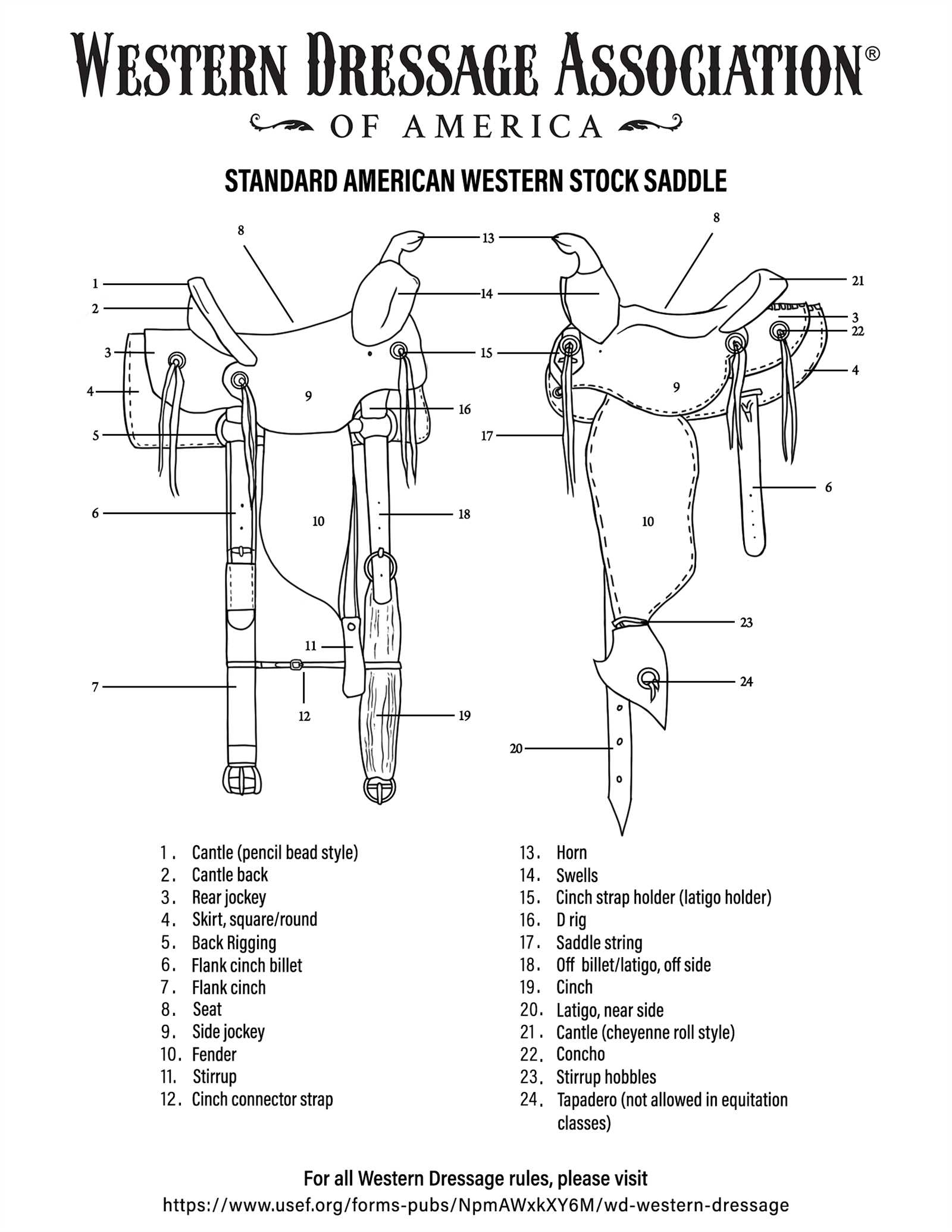 parts of a western saddle diagram