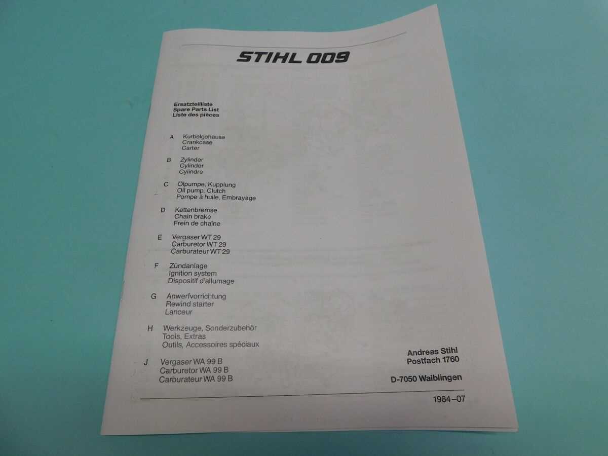 stihl 009 parts diagram