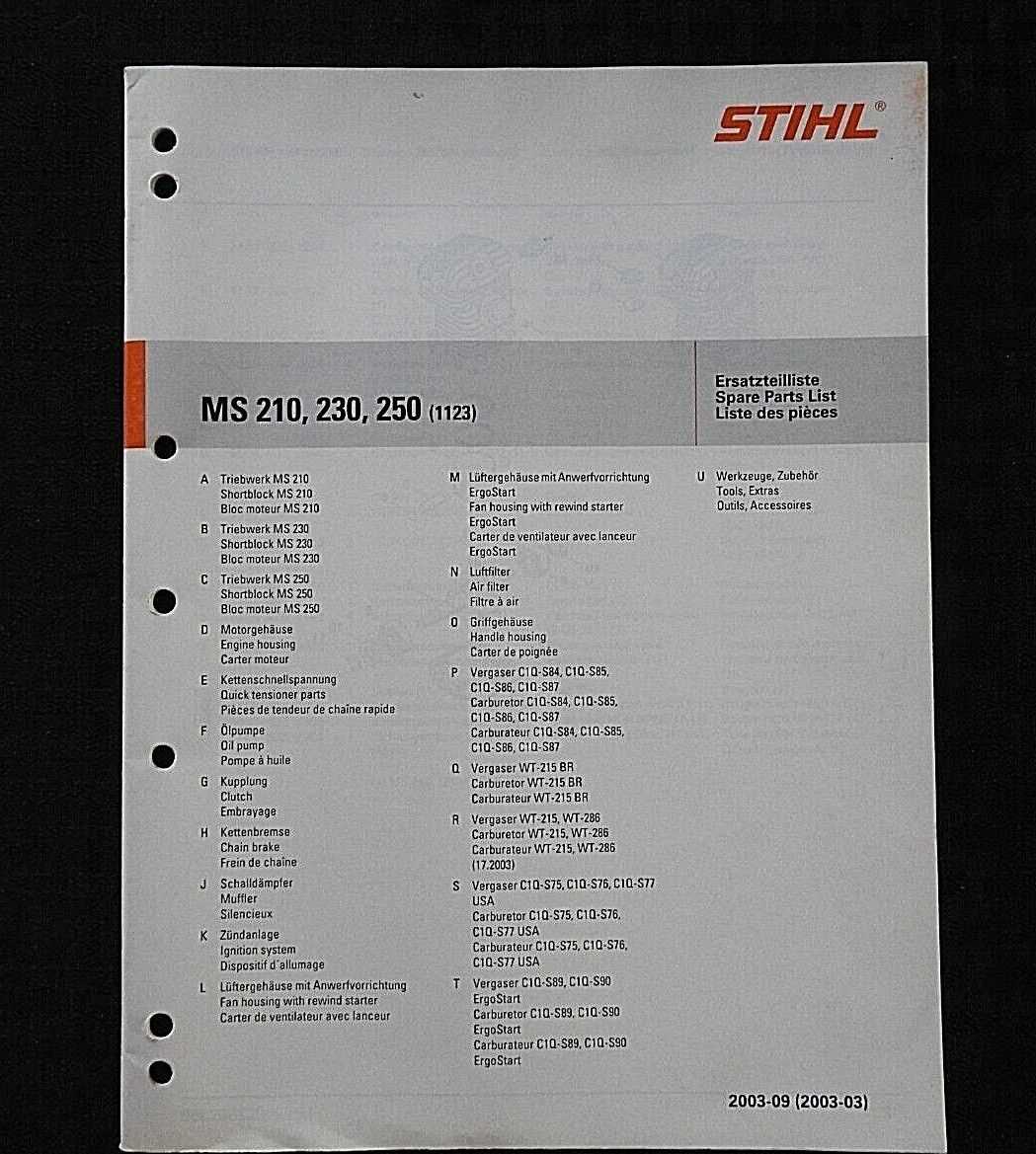 stihl ms250c chainsaw parts diagram