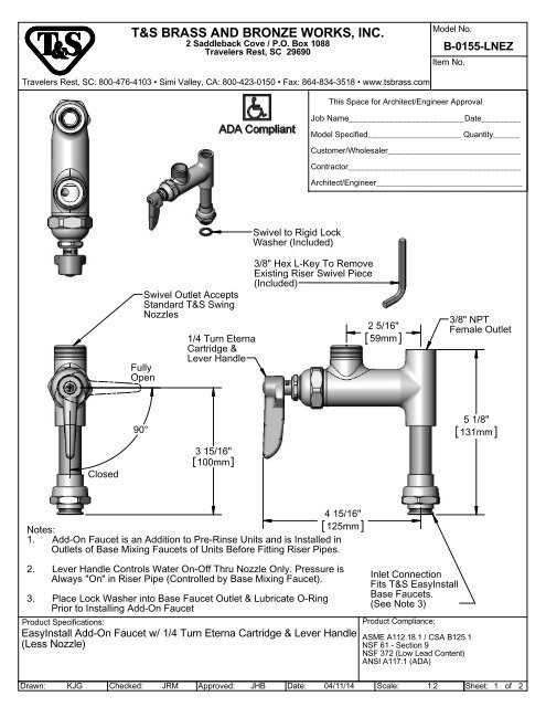 t&s faucet parts diagram