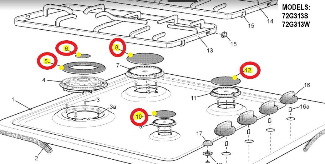 gas stove parts diagram