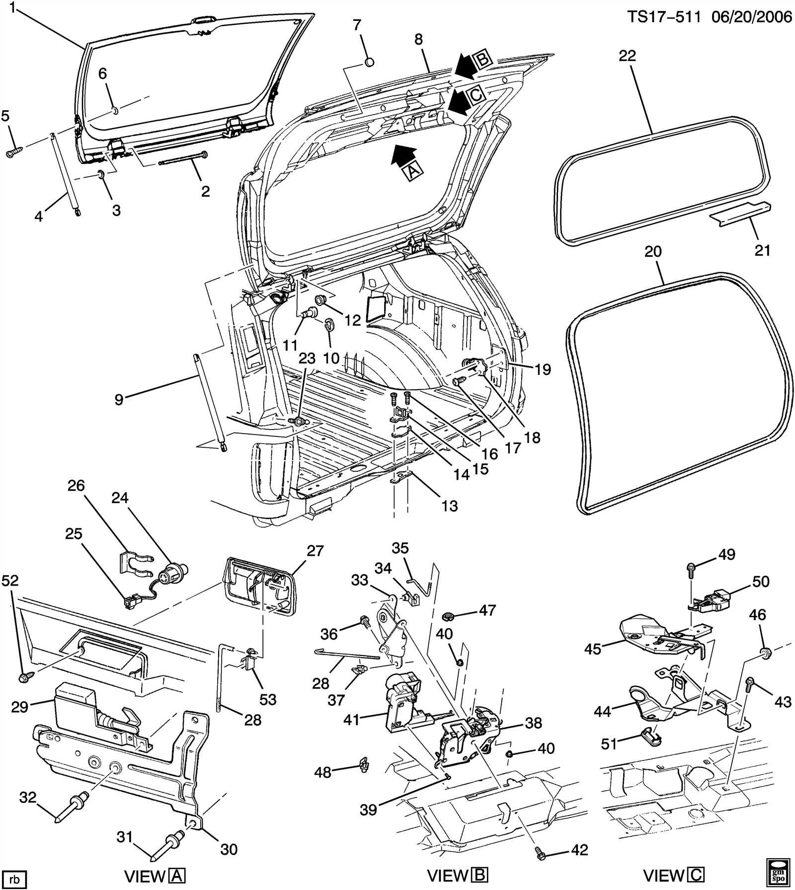 trailblazer tailgate parts diagram