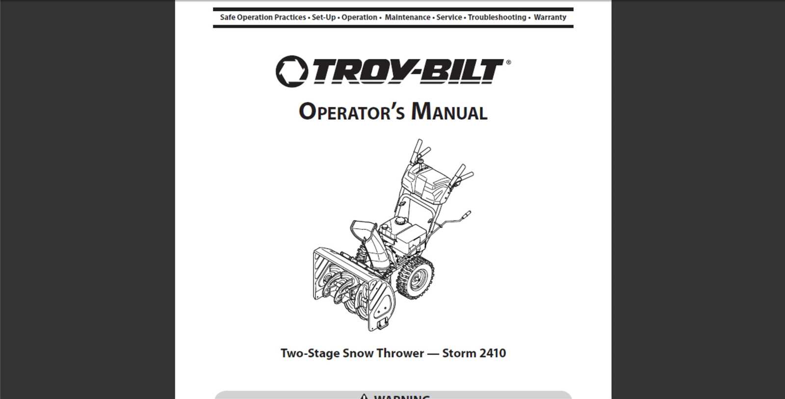 troy bilt storm 3090 parts diagram