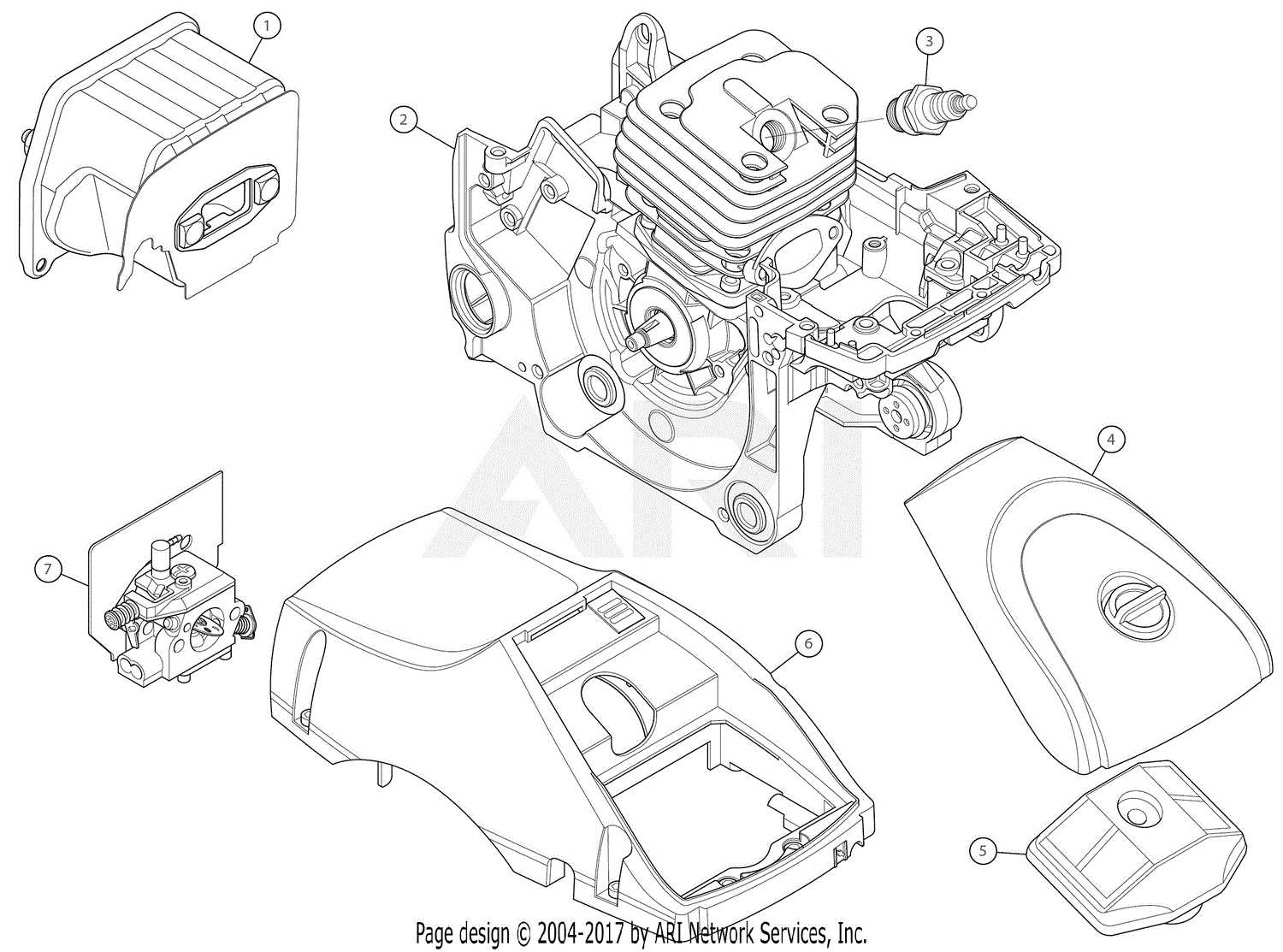 craftsman 16 36cc chainsaw parts diagram