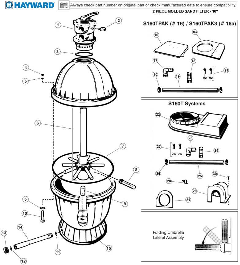 hayward pool sand filter parts diagram