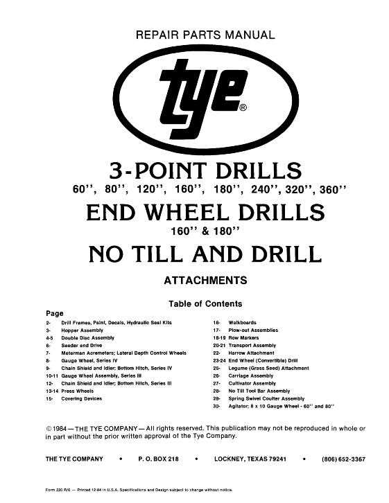 tye grain drill parts diagram