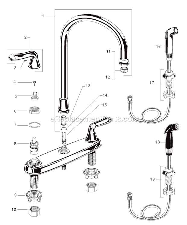 two handle kitchen faucet parts diagram