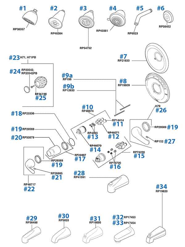 parts of a shower faucet diagram