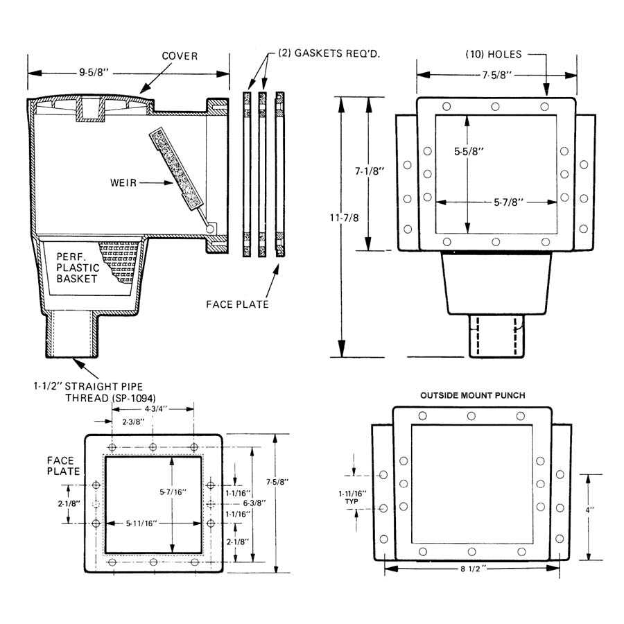 pool skimmer parts diagram