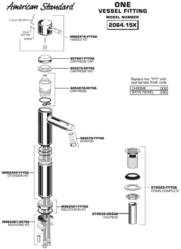 american standard shower parts diagram