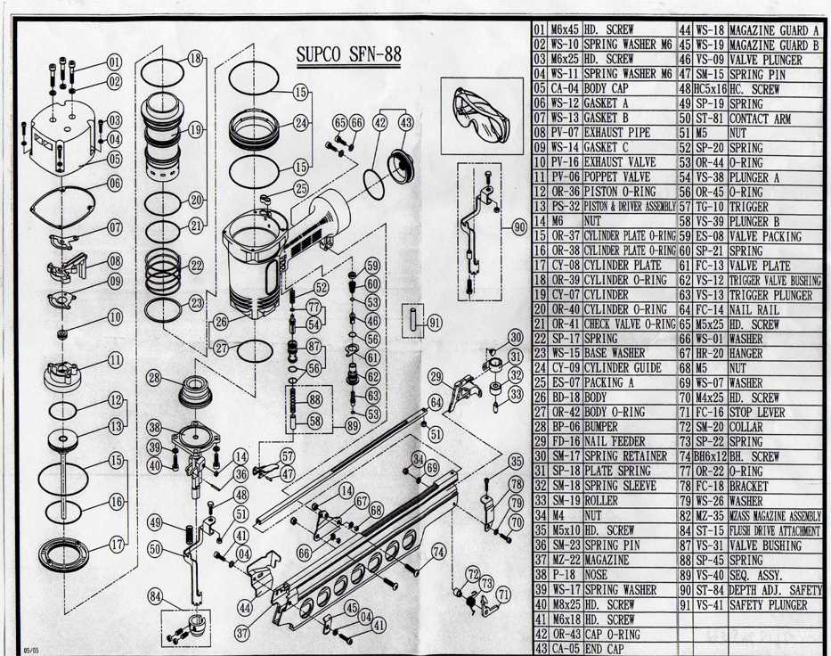 hitachi nail gun parts diagram