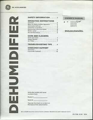 ge dehumidifier parts diagram