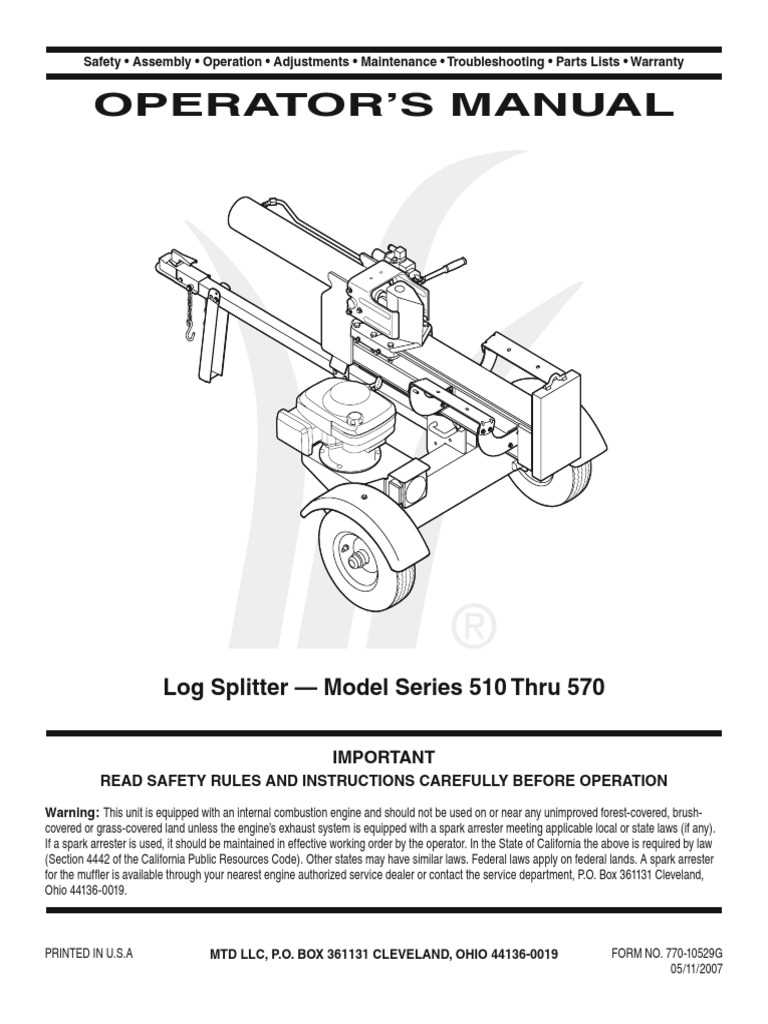 yard machine log splitter parts diagram