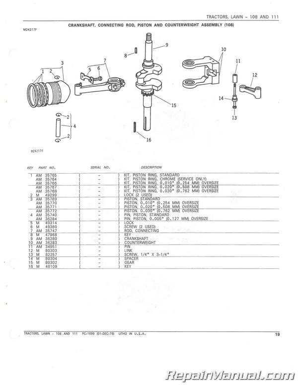 john deere 111 parts diagram