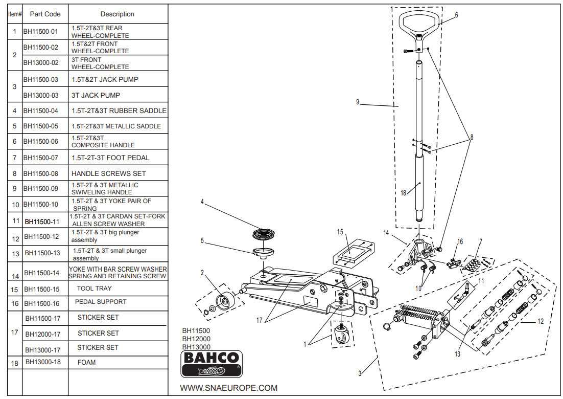 craftsman 3 ton floor jack parts diagram