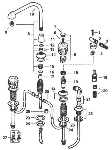 two handle kitchen faucet parts diagram