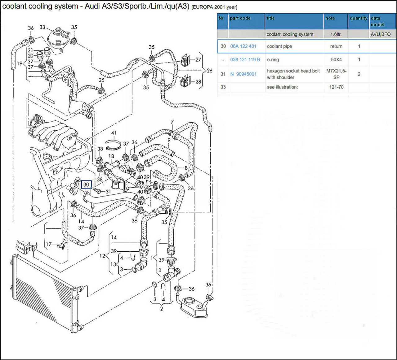 cooling system vw 2.0 engine parts diagram