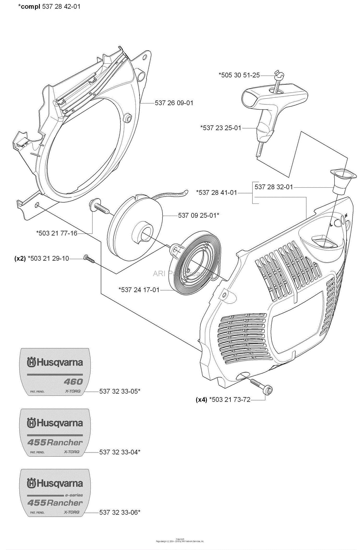 husqvarna 455 parts diagram