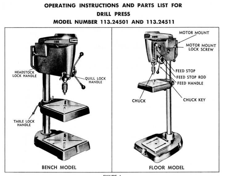 drill press parts diagram