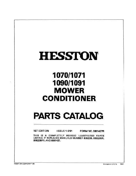 hesston 1091 haybine parts diagram