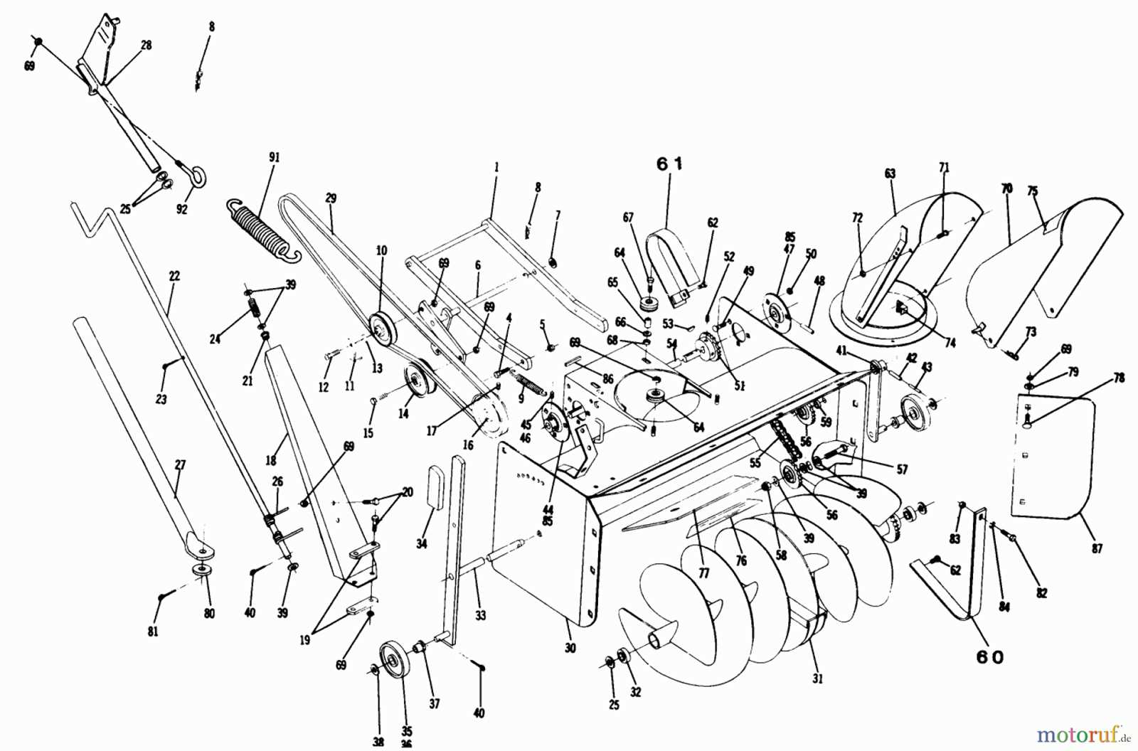 husqvarna snow thrower parts diagram