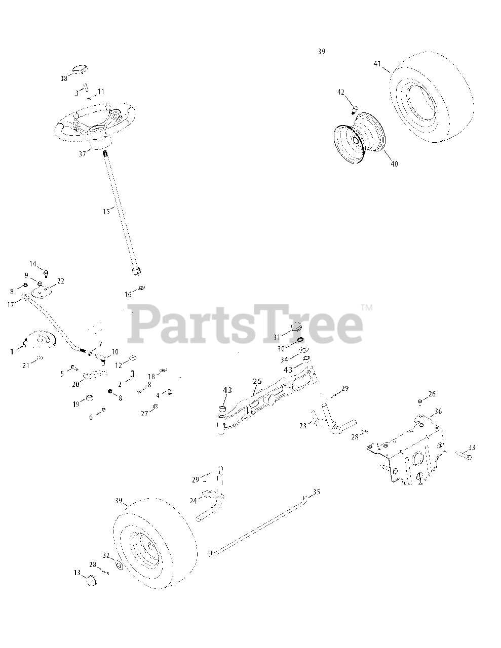 craftsman lt1000 steering parts diagram