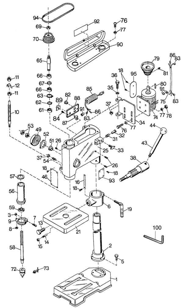 drill press parts diagram