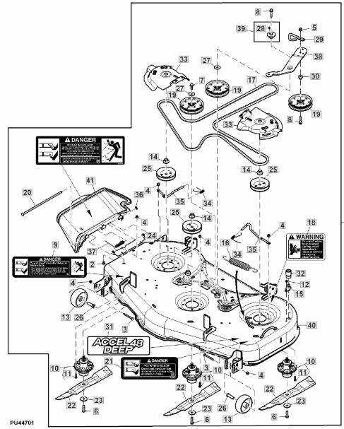 john deere 48 inch mower deck parts diagram