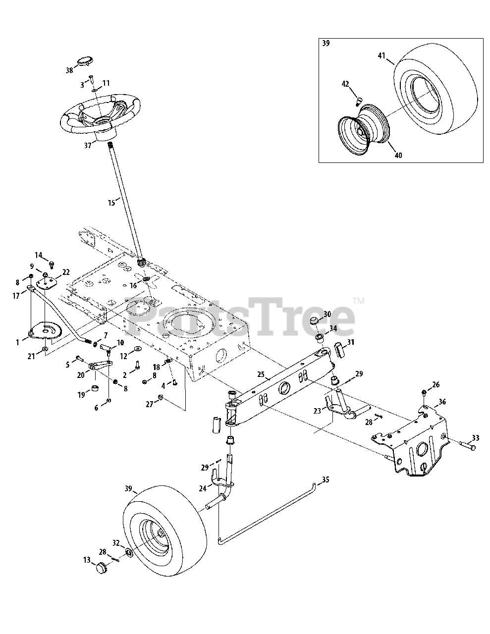 craftsman gt5000 steering parts diagram