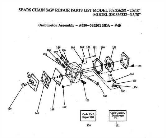 craftsman 16 36cc chainsaw parts diagram